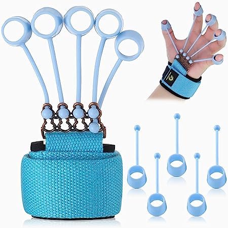 QUENT Finger Gripper Strength Trainer Forearm Finger Expander Exerciser Hand Yoga Resistance Guitar Finger Stretcher Band Finger Extension Exerciser Climbing Finger Strengthener