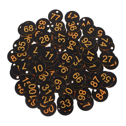 Llaveros numerados de plástico lavable PRETYZOOM: 100 etiquetas negras ligeras para taquillas