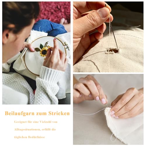JAXICREY 16 Rollen Stopfgarn Stickgarn Set, 320m Beilaufgarn zum Stricken Polyester Knüpfgarn Nähgarn Schwarz Weiß Rot Grau Grün Faden Stopfset für Socken DIY Craft Sewing