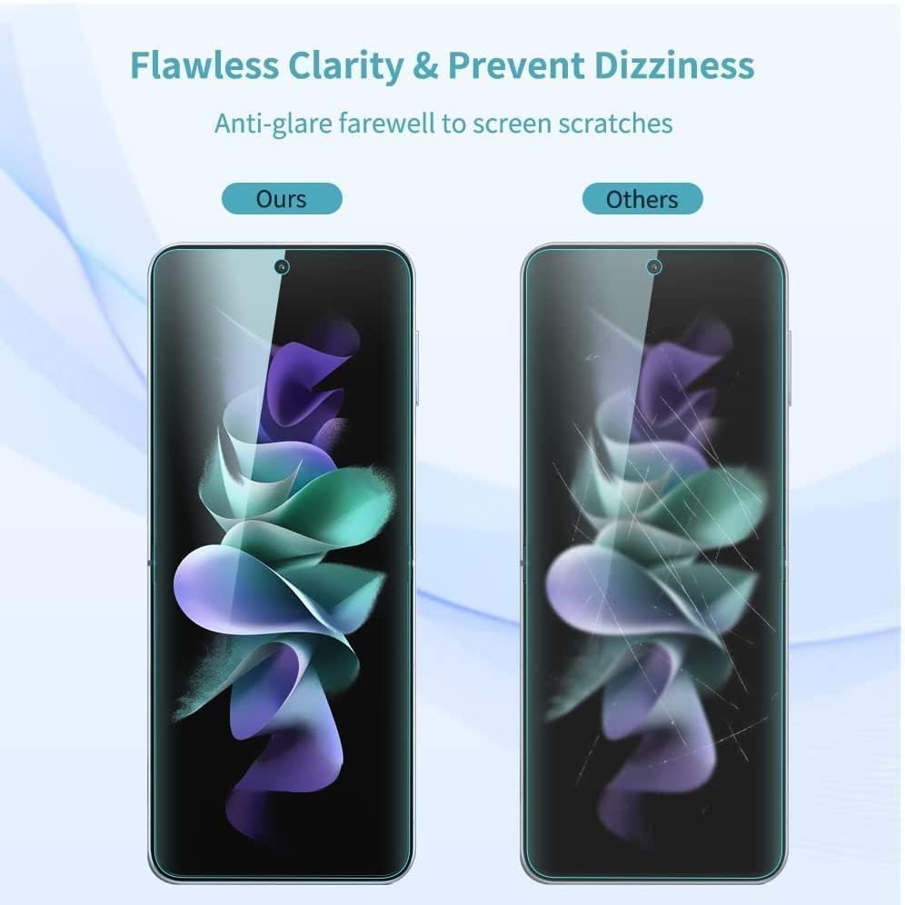 Image of EZ-GLAZ Silicone Screen Protector Set for Samsung Galaxy Z Flip 4 5G | Full Protection Kit (Inner Display + Back Panel + Hinge) | HD Clear Flexible Film | Bubble-Free Installation | Scratch Resistant (Pack of 4)