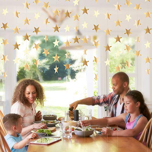 Image of Patelai Glitter Star Garland Banner 2026 Party Decor 130 Feet Star Hanging Streamers Twinkle Backdrop for Classroom Birthday Graduation Wedding Supplies(Champagne Gold)