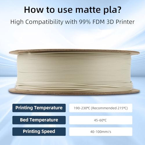 Image of eSUN Matte PLA Filament 1.75mm, 3D Printing PLA Filament 1.75mm Dimensional Accuracy + /- 0.03mm, 1kg Carboard Spool (2.2lbs) for Most FDM 3D Printers,Light Khaki