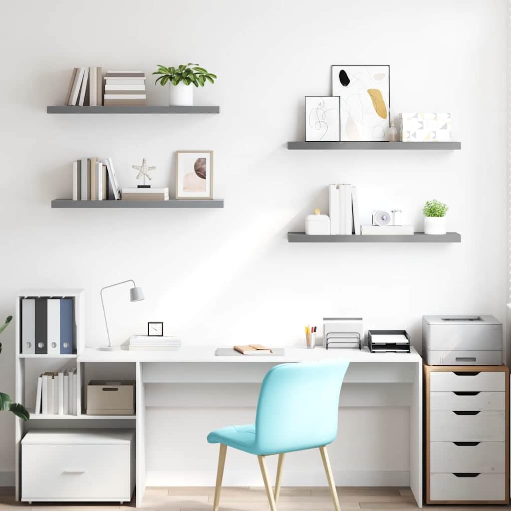 Mangloder - Set di 4 mensole sospese da parete in MDF con telaio in metallo, 90 x 23,5 x 3,8 cm, da appendere, moderne, salvaspazio, per soggiorno, camera da letto, cucina, ufficio, per riporre e