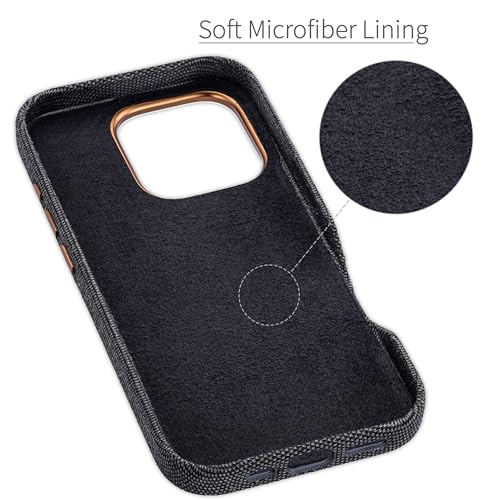 Dockem Fabric Card Case for iPhone 16 Pro with Built-in Metal Plate for Magnetic Mounting, Stitched-on Genuine Leather Wallet with 2 Card Slots: M2F [Grey and Light Brown] by Dockem - Used condition - Image 5