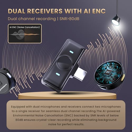 Image of CrossBeats Clip M02 AI Wireless Mic for YouTube Video Recording,iPhone 15 /16,Type C,Vlogging,Content Creation for iOS and Android,Collar Lavalier Lapel Bluetooth Mic Wireless Microphone(2025)