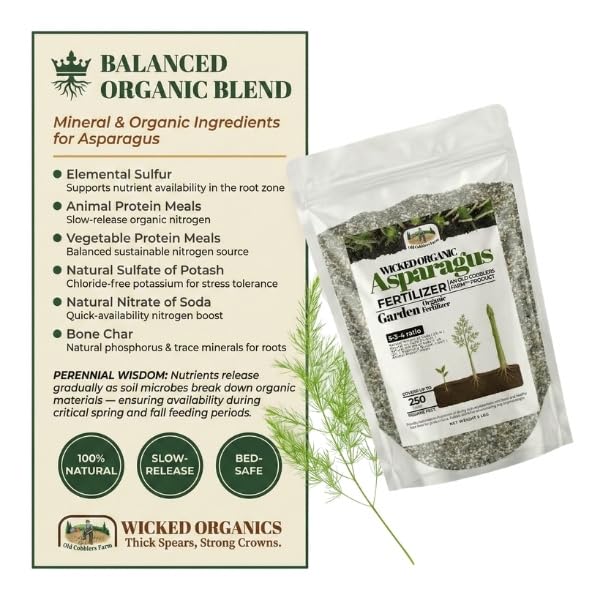 Old Cobblers Farm™ Wicked Organics Organic Asparagus Fertilizer - All-Natural Plant Nutrients for Healthy Growth (5lbs/10lbs/15lbs/20lbs) (5 lb)