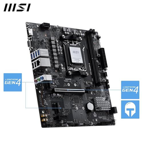MSI PRO B840M-B Motherboard, mATX - Supports AMD Ryzen 9000/8000 / 7000 Processors, AM5 - DDR5 Memory Boost (8000+ MT/s OC), PCIe 4.0 x16, M.2 Gen4, 2.5G LAN - image 5