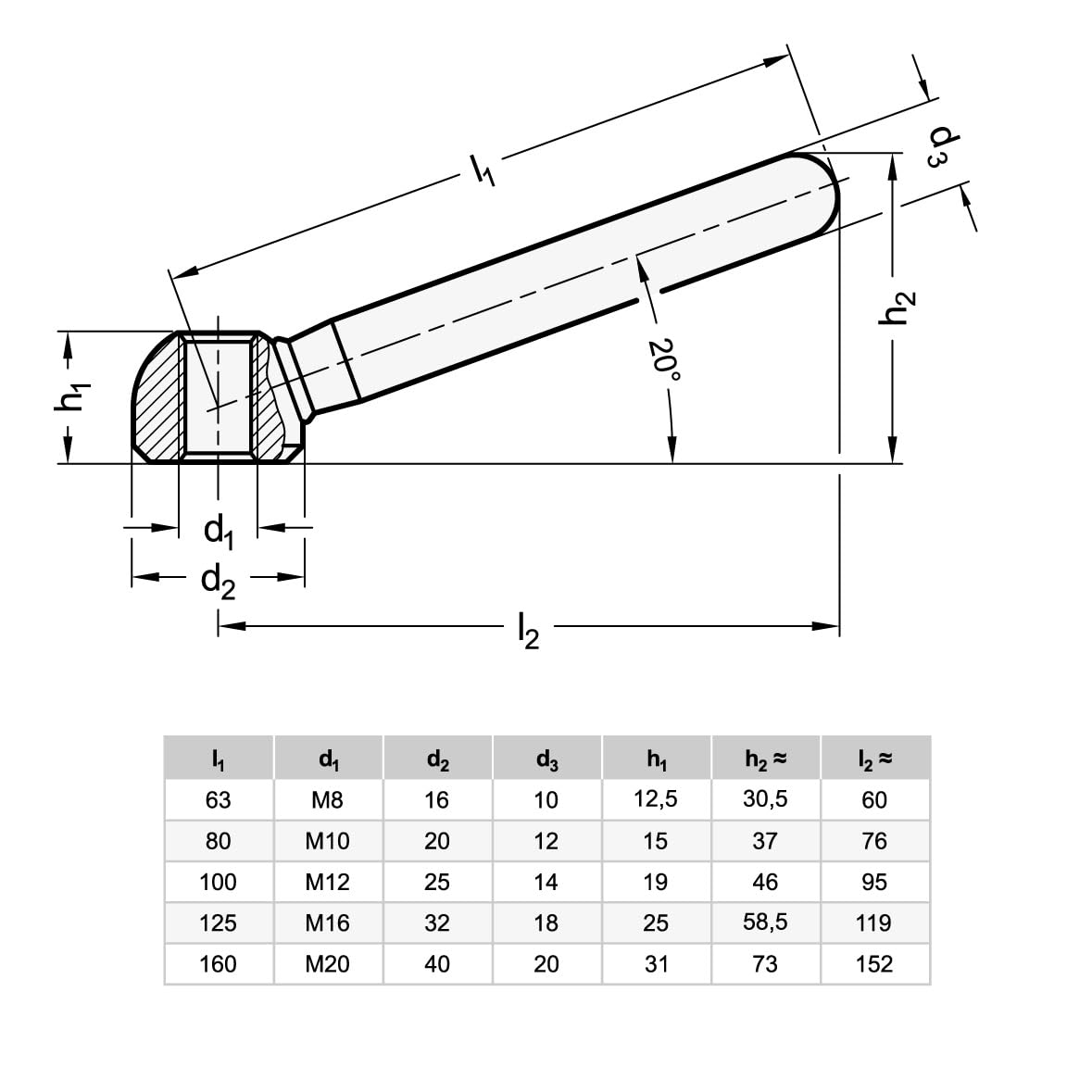 Ganter Normelemente | Spannmutter - GN 99.5-100-M12 | Stahl verzinkt | 4 Stück