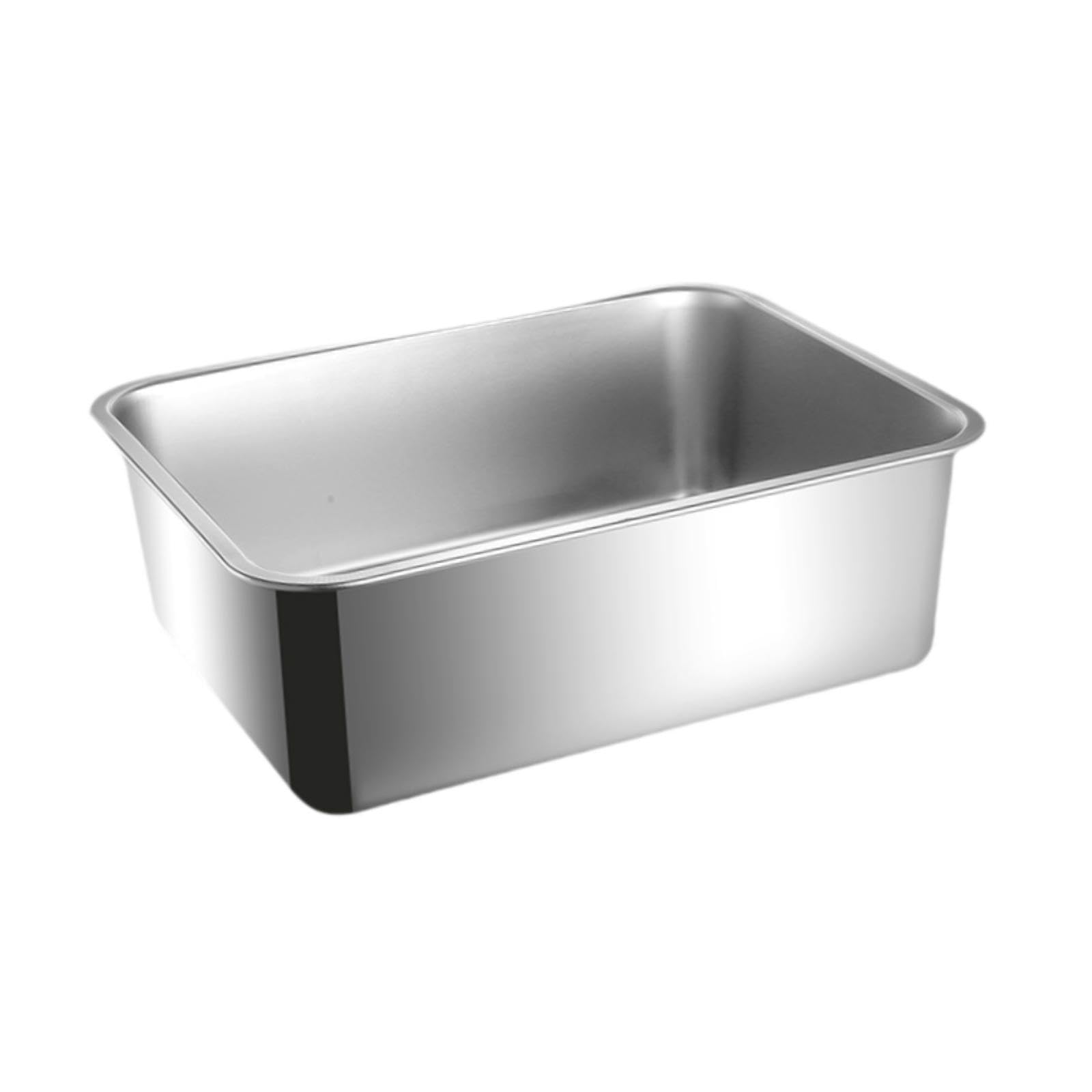 Katzenklo Edelstahl Katzenstreu Box Katzentoilette Hohe Seiten Offene Streuwanne rutschfest Leicht zu Reinigen für Kleine Katzen Und Kaninchen Innenbe, 44.5 cm X 34.5 cm