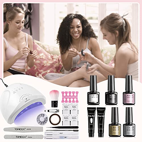 TOMICCA Gel Nägel Selber Set 6 * 8ml Schwarz Weiß Rosa Blau Farben Gel Nagellack mit 24/48W UV Lampe Glänzend Matte… – Bild 8
