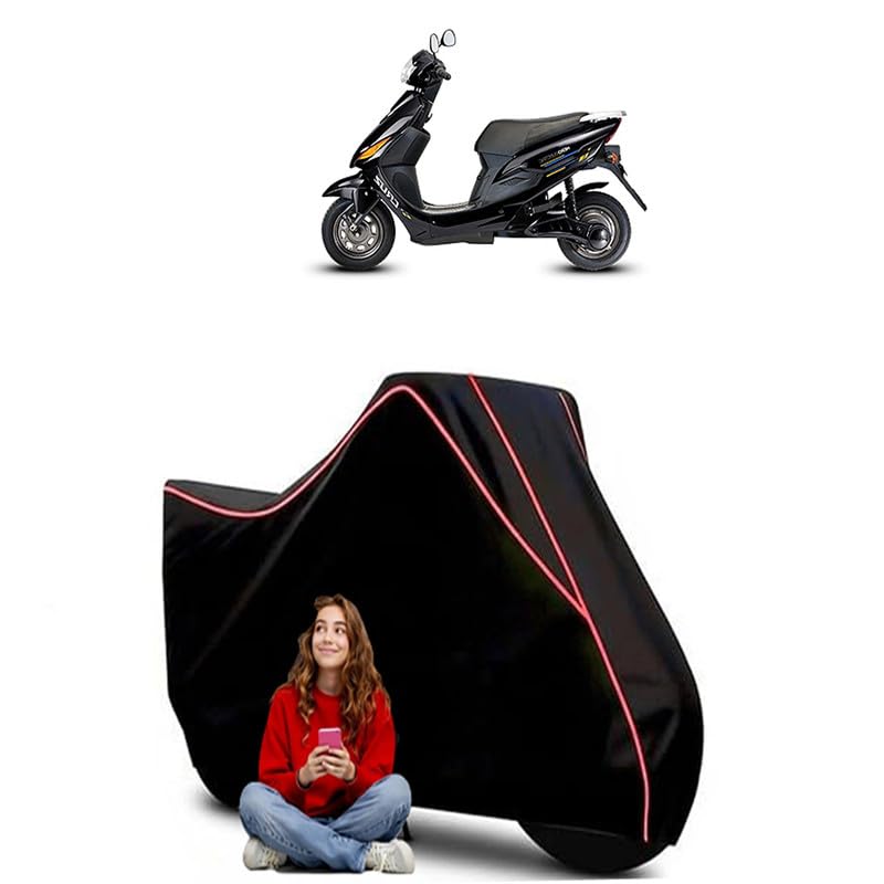 Image of Cruz Scooty Bike Cover Water Resistant Outdoor Use Universal Fit Scooters Motorcycles Heavy Duty UV Protection Dust Rain Scratch Resistant Elastic Bottom Black Blue Piping