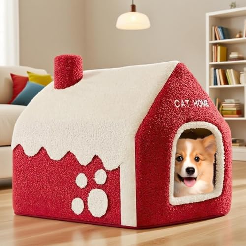 jamgeery 犬用ベッドハウス スノーハウス型 | 冬用暖かいペットネスト - 居心地の良いペット用暖かい巣 アパート バルコニー 出窓 屋内 寮 リビングルーム 寝室 犬 猫用