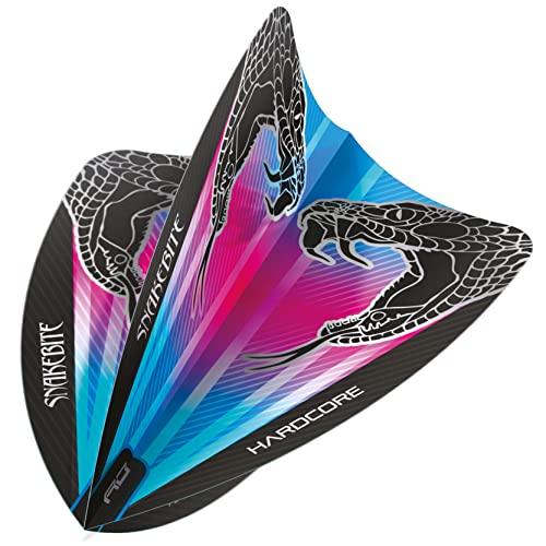 RED DRAGON Peter Wright Snakebite Hardcore Freestyle Dart-Flights, Pink und Blau, 3 Sets pro Packung (9 Dart-Flights insgesamt), F6691 RED DRAGON Peter Wright Snakebite Hardcore Freestyle Dart-Flights, Pink und Blau, 3 Sets pro Packung (9 Dart-Flights insgesamt), F6691