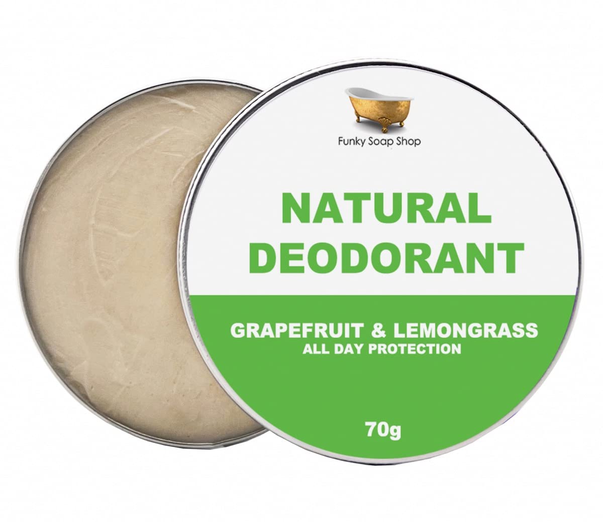 Funky Soap 100% Natural Deodorant Grapefruit & Lemongrass, 1 Tub Of 70g