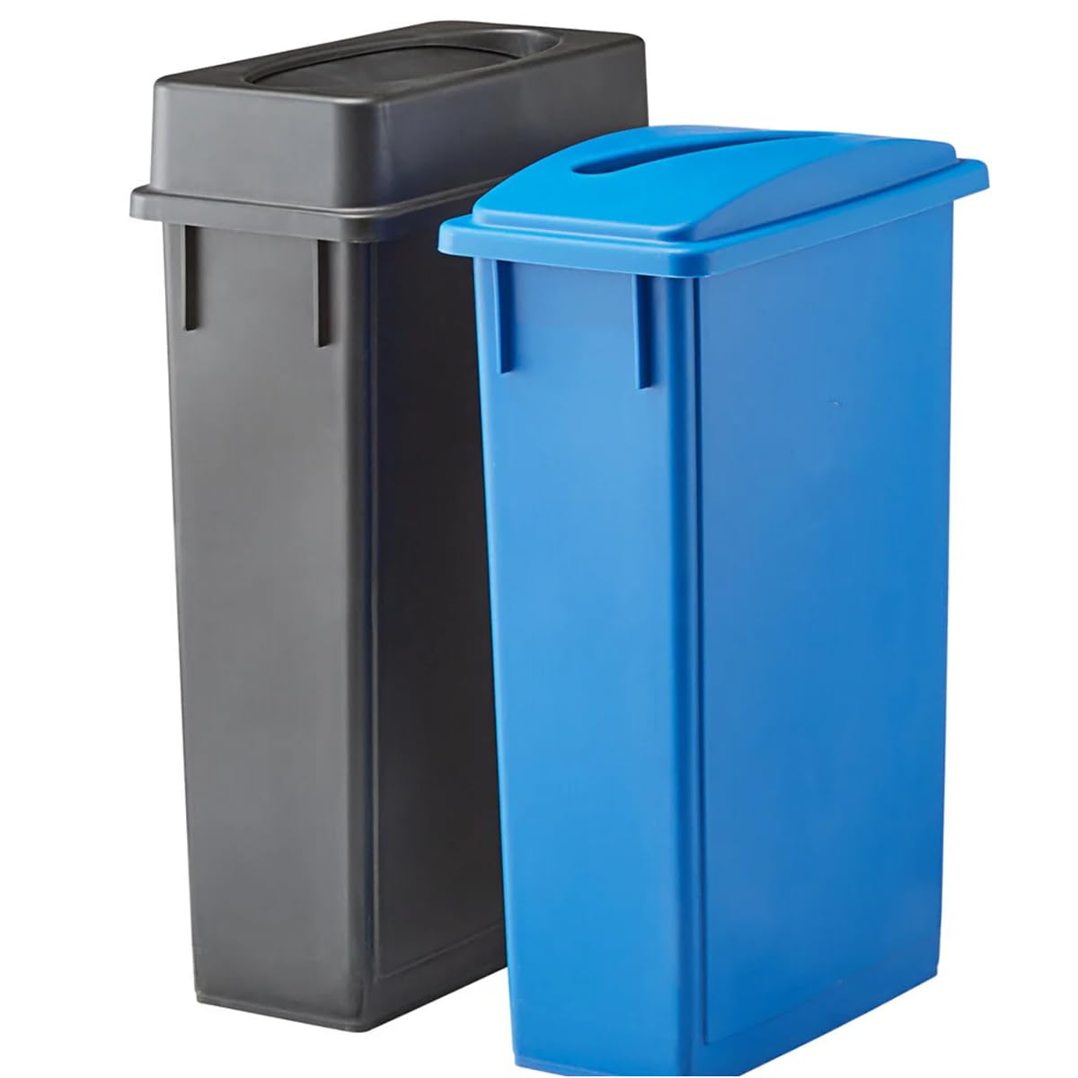 SunSierra 46 Gallon (2-Stream) Slim Rectangular Recycle Station with Lid, Commercial Recycle Bin, Heavy-Duty Trash Bin, Slim Recycle Container with
