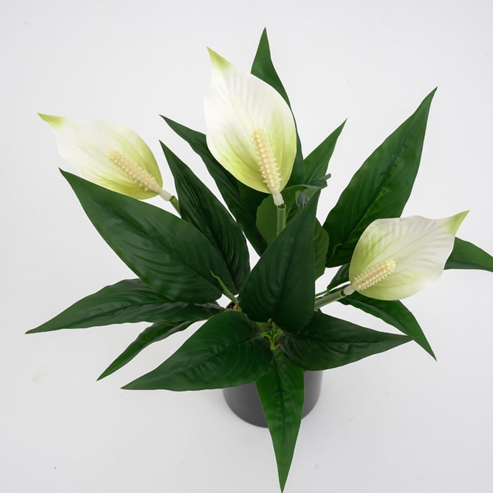 Shirfloral 2 Packs Artificial Spathiphyllum Silk Plants 18.5