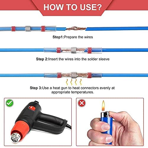 Image of Waterproof Heat Shrink Solder Connector Sleeve for Cable Insulation Wire Connector (18-22 AWG) (Pack of 10)