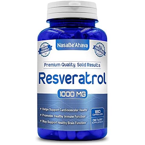 Resveratrol 1000mg Capsules | Vegan Friendly Resveratrol Supplement from Easy Absorption Antioxidant Japanese Knotweed for Skin Heart and Brain Support | Made in US cGMP Facilities (90 Day Supply) Cover