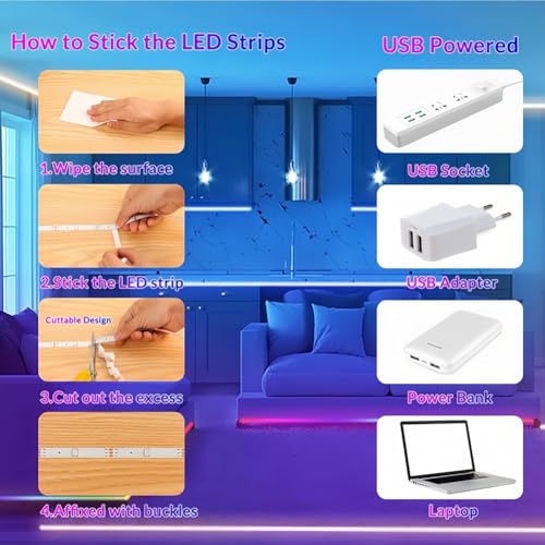 Tira LED flexible RGB 5M USB con atenuador y control miniatura 4