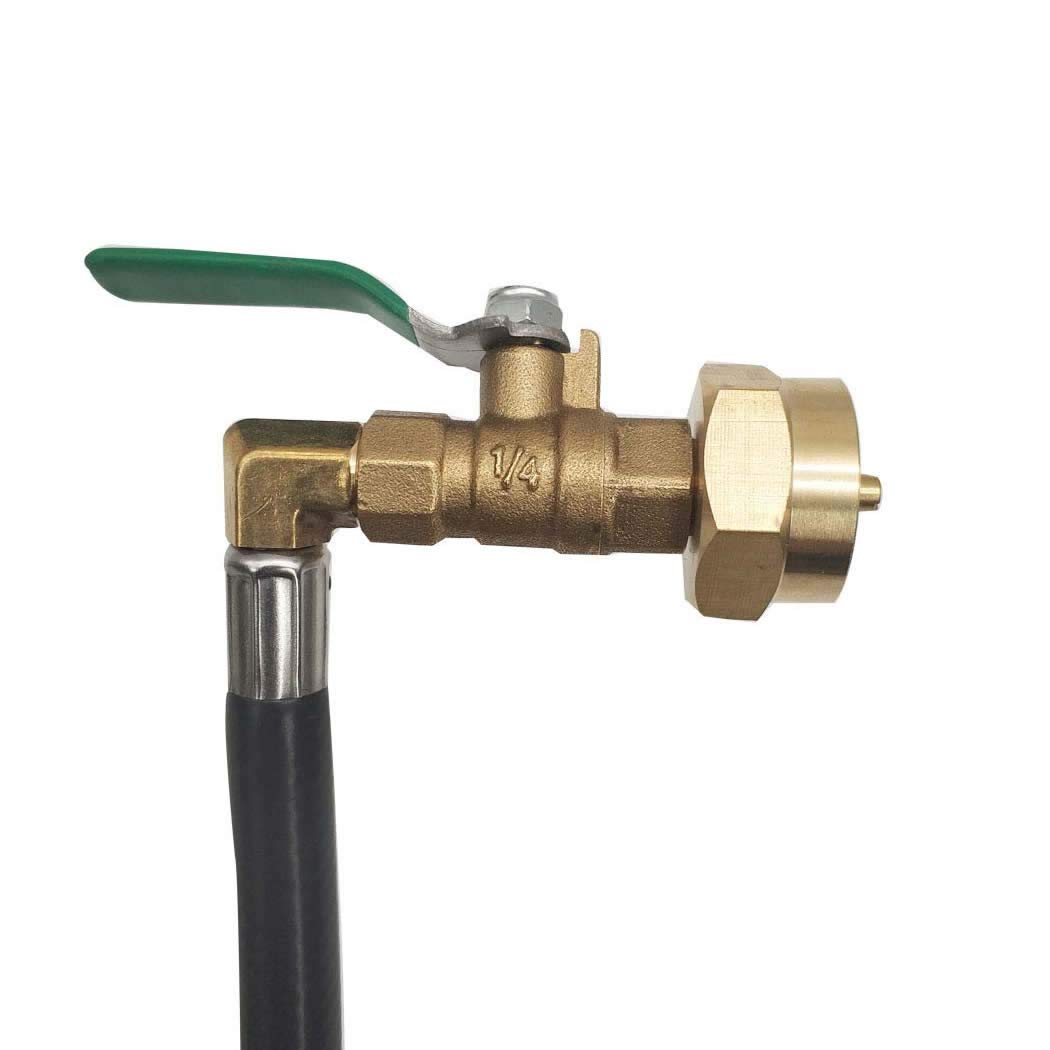 METER STAR Adapter do napełniania propanem do zbiorników 1 funta z zaworem sterującym ON-Off i wężem o długości 80 cm, 350 PSI wysokociśnieniowy grill kempingowy typu QCC1 zestaw do uzupełniania propanem