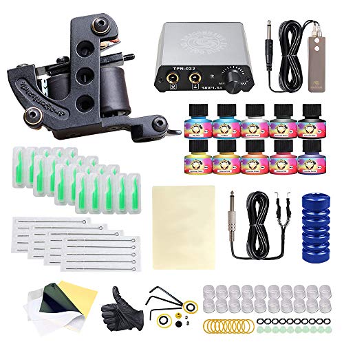 Complete Tattoo Kit Beginner Coils Tattoo Machine Immortal Tattoo Inks Power Supply Tattoo Needles Tips Grips Tattoo Supply