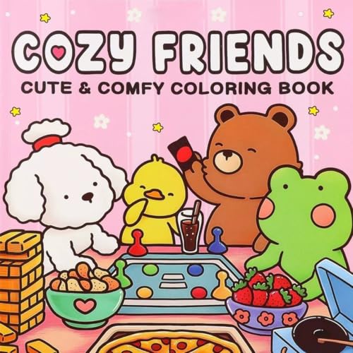 Coloring Book for Adults and Teens Featuring Super Cute Animal Characters with Easy and Simple Designs for RelaxationCozy Friends
