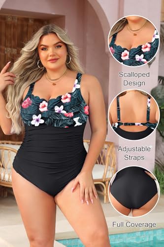 Image of Aqua Eve Womens Plus Size One Piece Swimsuit- Tummy Control Bathing Suit Full Coverage Swimwear