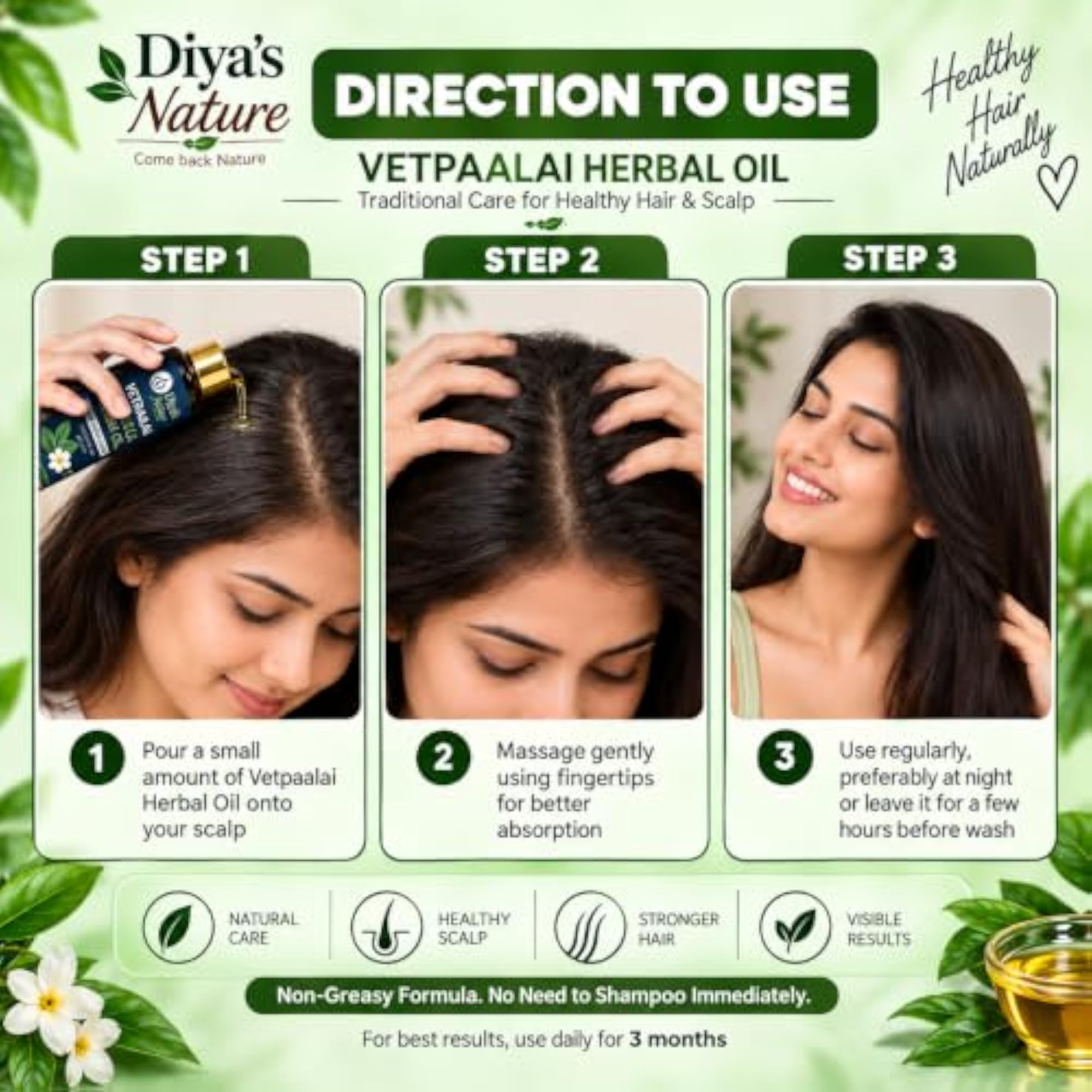 Diya's Nature Vetpaalai Herbal Hair Oil, 100ml
