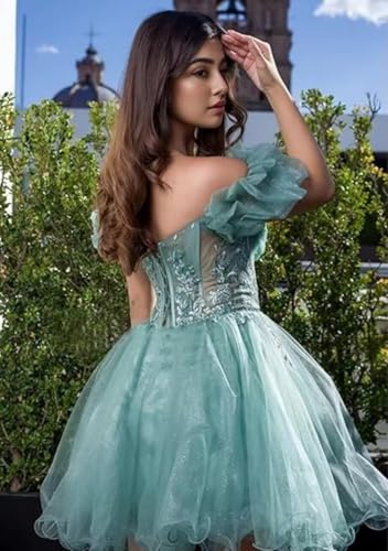 Princess Off Shoulder Short Homecoming Dress Lace Tulle Beads Sweetheart Party Dress - Image 6