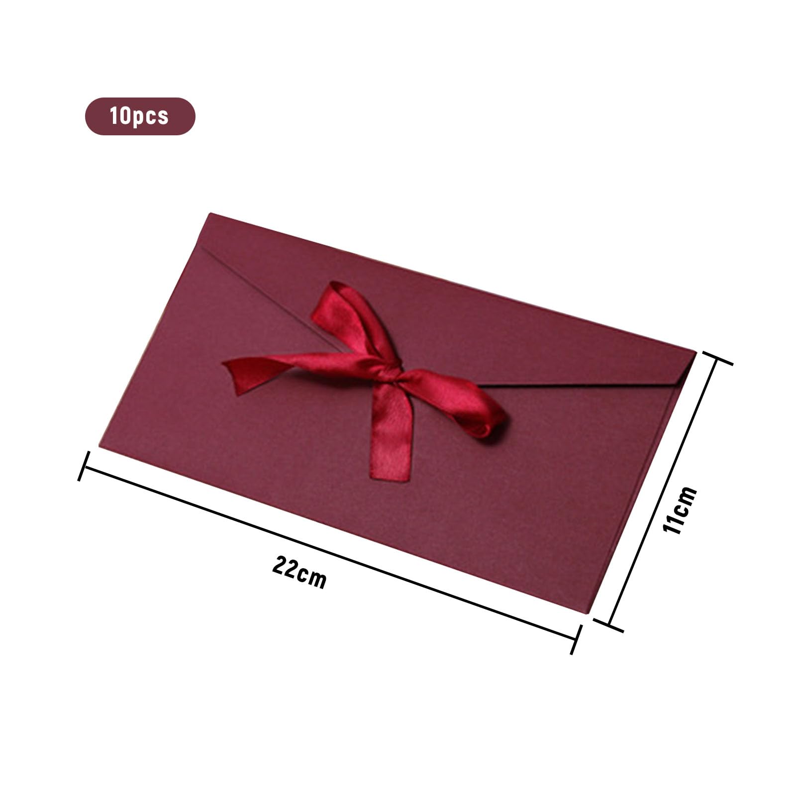 10 szt. 22 cm x 11 cm solidny kolor koperta z papieru typu kraft, koperta z kokardką, ekskluzywna koperta w stylu vintage, prostokątna, kartka z zaproszeniami, kartka urodzinowa, kartka