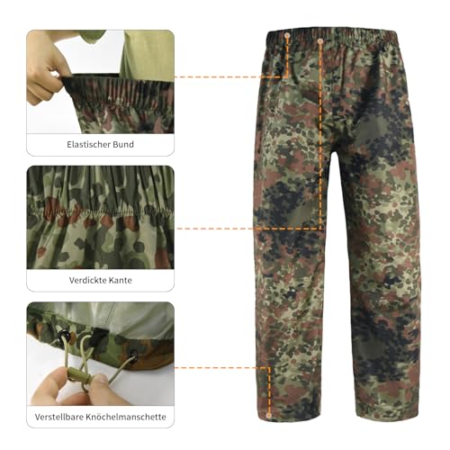 LOOGU Camo Regenanzug – Regenausrüstung für Herren, wasserdicht, leichter Regenmantel, atmungsaktive Herren-Regenjacken, Kapuze