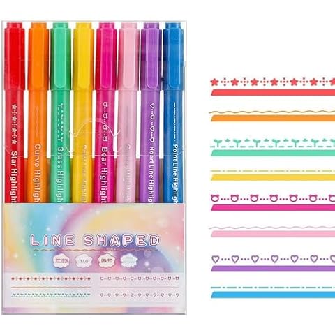 kitudaty 8pcs Dual Tip Highlighters Set Cover