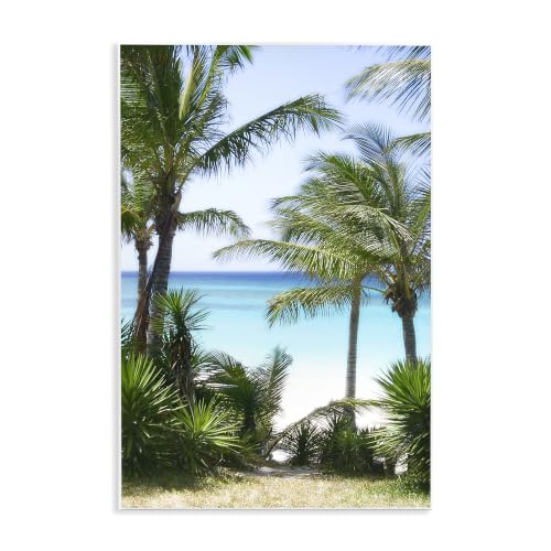 Palm Trees Near Beach Coastal, 10 x 15 Inch Mounted Print on Wall Plaque