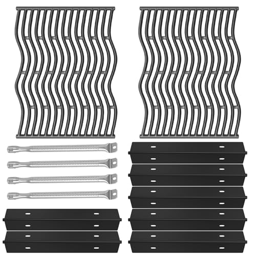 Replacement Parts for Napoleon Prestige 500 Propane Grills Cast Iron Cooking Grids & Porcelain Steel Heat Plate Shields & Stainless Steel Burner Tubes Kit for Napoleon P500RSIBNK-3 BIP500RBNSS-3