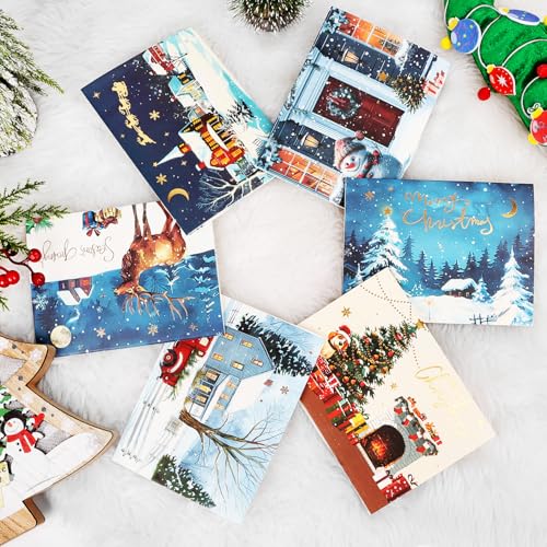 ZALAON 6 Pack Pop Up Christmas Greeting Cards with Envelopes 3D Xmas Cards Handmade Blank Holiday Cards for Winter Holiday Wishes - Image 3
