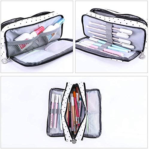 Etui met grote capaciteit, draagbare pennenzak, schrijfwarenhouder, cosmeticatasje, opslagorganisator met twee… - Image 8