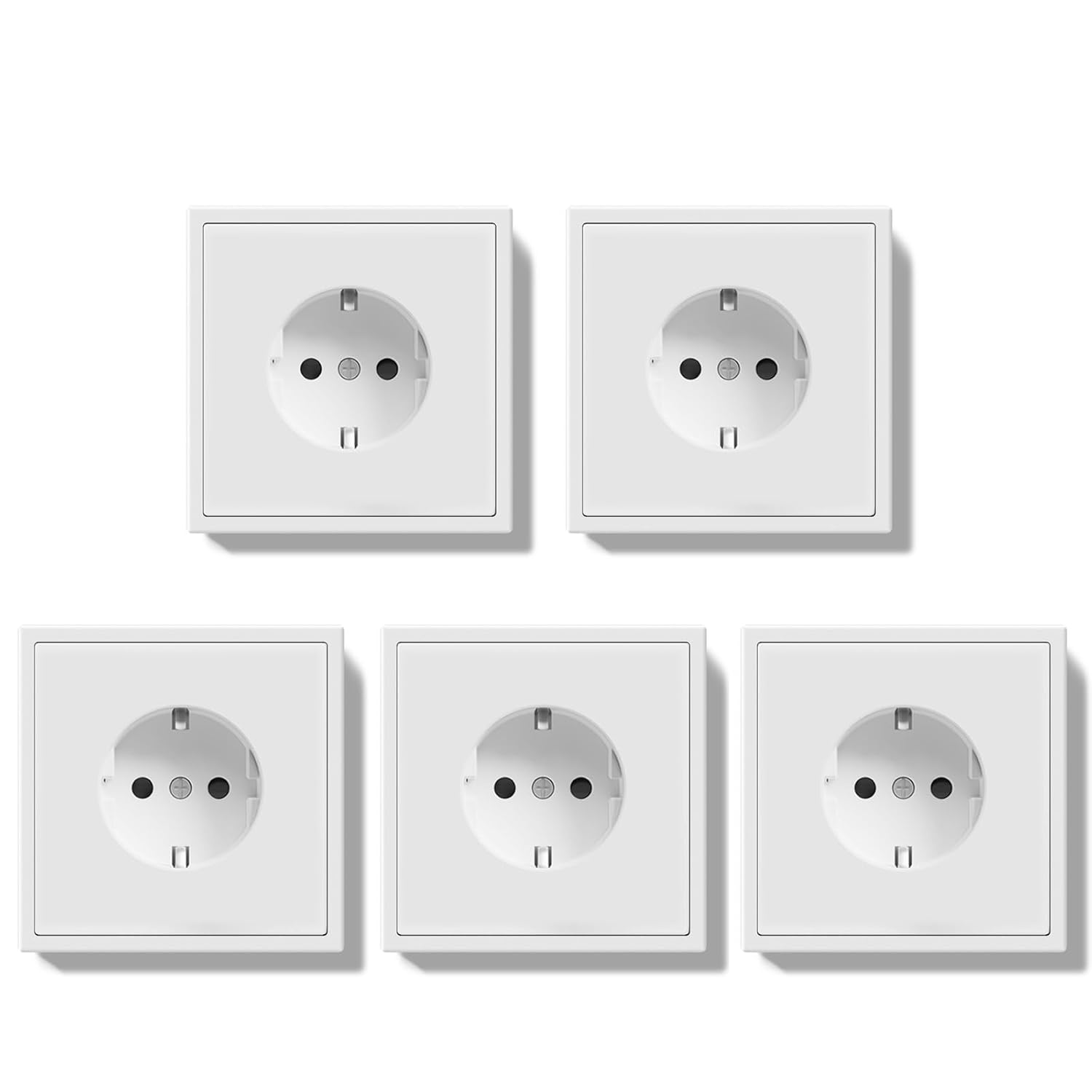 E Series 10 Value Pack Single Wall Power Socket Electrical Outlets Bulk Set White Black Plastic Frame Wall Plugs for Home(1PC White)