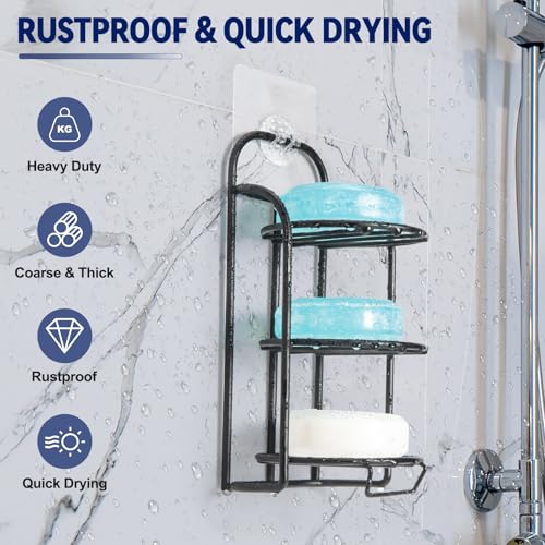 3-Tier Shower Soap Shampoo Bar Holder, Self Adhesive & Freestanding Draining Bathroom Soap Dish Caddy for Bathroom Wall Accesories Decor - Image 3