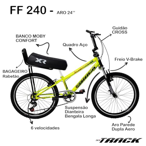 TK3 Track Bicicleta Aro 24 Flip Fire 6v Banco Moby Amarelo Neon