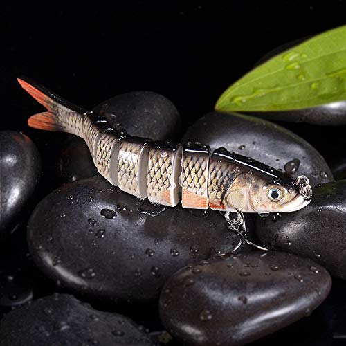 watalure Bass Fishing Lure, Pack of 3, 8 Segment Lifelike Multi Jointed Swimbait Slow Sinking Glidebait for Bass Trout Freshwater Saltwater