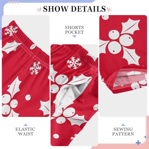 Boys' Pants Christmas Berries Red Holiday Long Bottoms Jogger Pants Elastic Waist Trousers with Pockets S-XL4