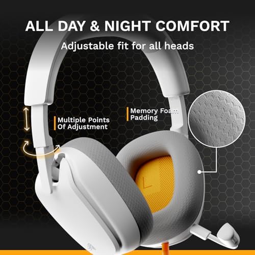 GLORIOUS GHS Eternal - Stereo Gaming Headset for PC, PS5, PS4, Xbox, Switch - Custom Tuned Angled Drivers, Adjustable Crystal Clear Detachable Mic, 3.5mm - Durable, All Day/Night Comfort - White - 4