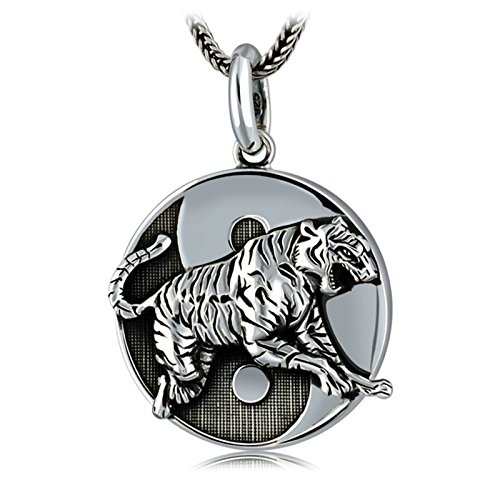 Collier Argent 925 Homme Vintage Pendentif Tigre pour un Look Rock Quotidien