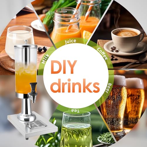 WELKOR Hot and Cold Beverage Dispenser with Stand, 0.79 Gallon All-in-One Commercial Drink Dispenser with Ice Core&Stainless Steel Drip Trays for Parties, Beer Bar, Coffee (1 HEAD-0.79 GAL, SILVER) by WELKOR - Used condition - Image 4