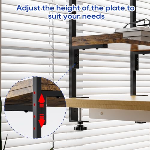 THYGIFTREE Anklemmbares, hochwertiges 40 cm Industrierohr-Tischregal mit 2 Ebenen, robuster Schreibtisch-Erweiterungs-Organizer, modernes Schreibtisch-Ausstellungsregal