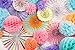 PapaKit Deluxe Origami Large Wall Decoration Set (Assorted Paper Fans & Pom-poms) Birthday Party Baby Shower Wedding Events Decor | Creative Art Design Pattern (Festive Colors, Deluxe 26 Piece Set)