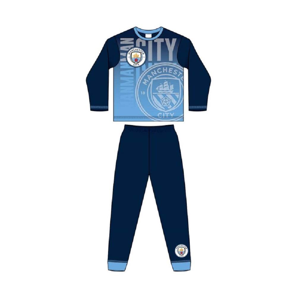 Tdp Textiles Boys Blue Manchester City Pyjamas 4-12 Years Long Sleeve Man City Pjs Kids Nightwear (4-5 Years)