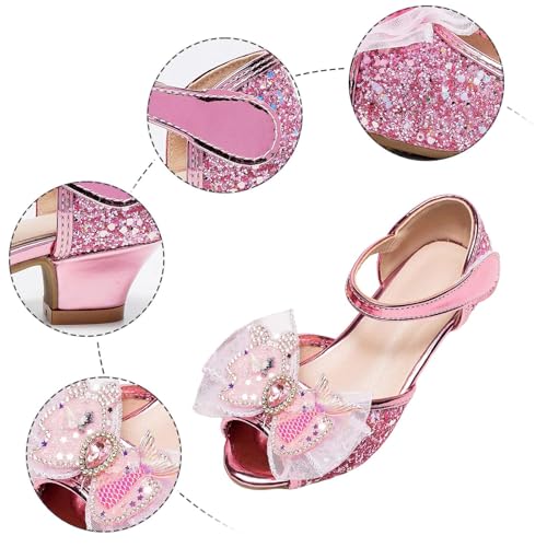 IWIHMIV Girls Sandals Low Heels Dress Ankle Strap Open Toe Flower Wedding Party Dress Shoes Toddler Princess Shoes4