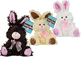 3 Small Easter Bunny Rabbit Plush Toy for Kids Boys Girls Baby Basket Bundle of 3 (Chocolate-Scented - Brown, Cream, White)