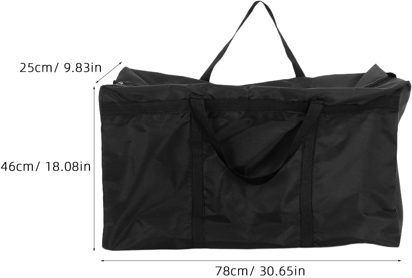 Large Moving Bag 100l Waterproof Oxford Cloth with Zipper Black | Foldable Portable Tote, 80x48x25cm Size, for Clothes and Garments, Home Moves or College Dorm Use